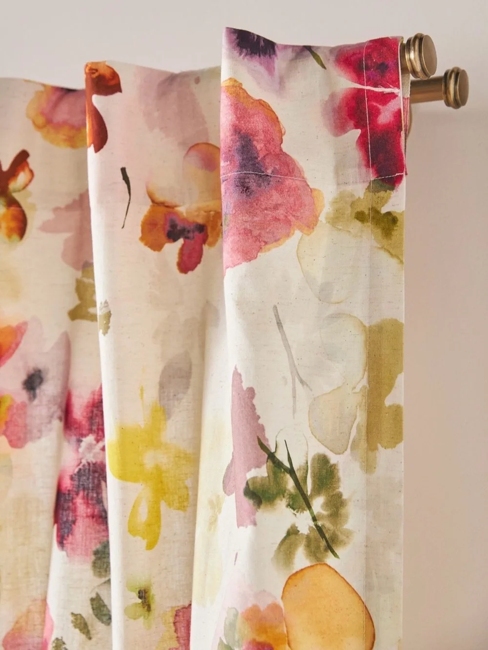 NIP Anthropologie Idalia Cotton Blend Watercolor Floral Curtains, Set of 2
